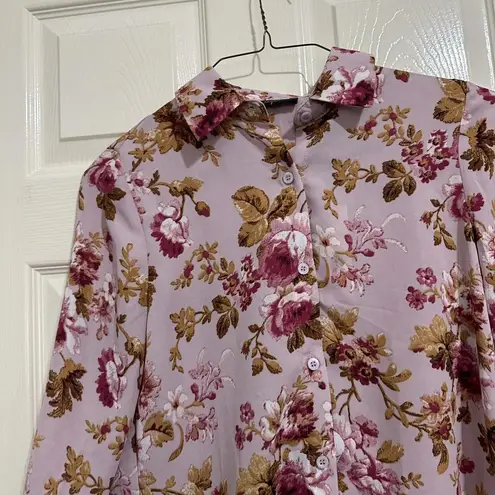 T Tahari Pink Floral Long Sleeve Button Up Blouse Top Sz XS NWT MSRP $68