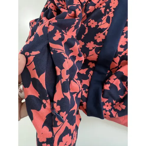 Title Nine Sleeveless Knit Dress Navy Coral Floral Fitted V-Neck Size XS