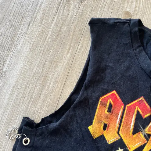 Womens ACDC Black Tank Top with Chain Sides