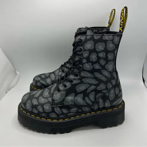 Dr. Martens  Jadon Black Distorted Leopard Backhand Platform Boots Size US 8 EU 39