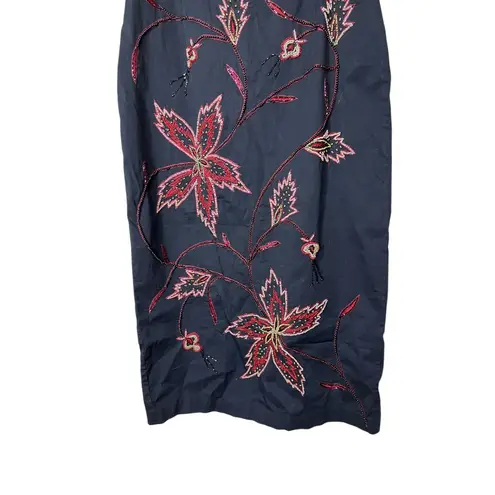 Vintage DOLCE Apparel Black Floral Beaded Embellished Skirt Womens size Small