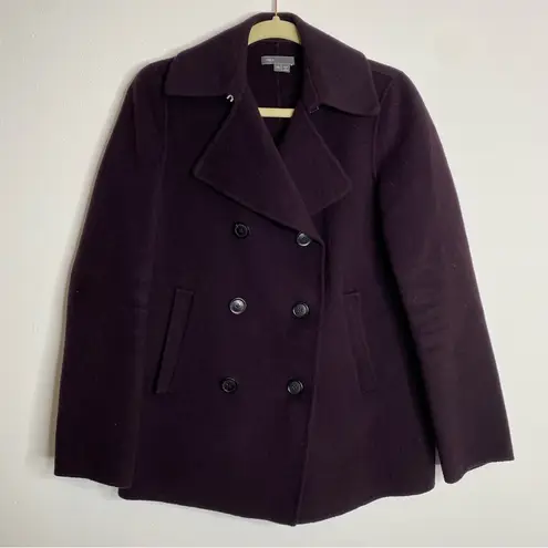 Vince  Double Breasted Wool Blend Pea Coat Mulberry XS