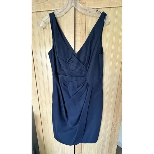 J CREW SHORT DRESS RAMONA COTTON TAFFETA V NECK SIZE 8 Petite NAVY BLUE