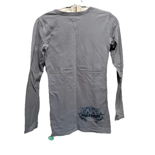 CWC Gray/Teal Graphic "Girls With Guns" Long Sleeve Shirt Crew Size XS Logo Gray