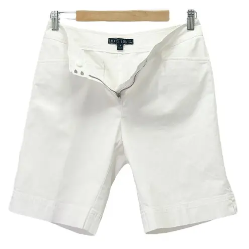 Lafayette 148 Shorts White Stretch Cotton Poplin 8” Bermuda Short Women’s Size 4