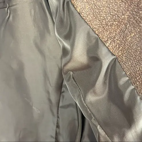 CRIPPLE CREEK Brown 100% Genuine Leather Studded Zipper Pockets Moto Jacket Size M