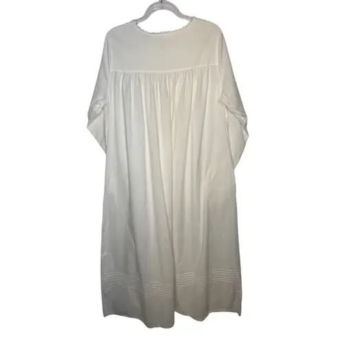 1990s Eileen West White Cotton Lace Pintuck Nightgown Medium
