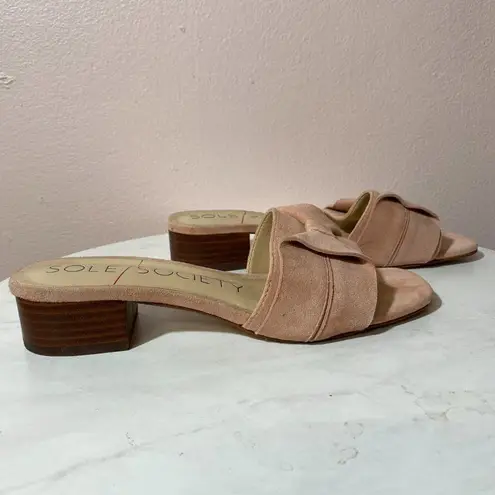 Sole Society Blush Suede Bow Slides