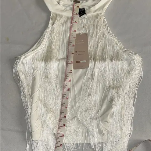 Cream Ruffled Sleeveless Tank Top White Size XS