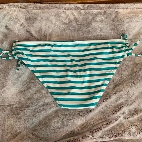 Mossimo Bikini Womens Large Green White Striped Bottom Swimwear Side Ties Beach
