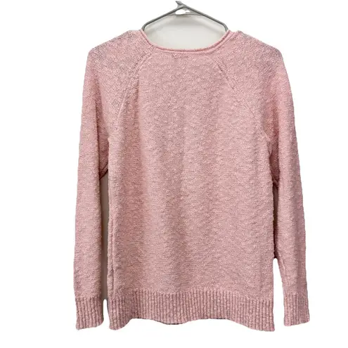 LL Bean Pink Peach Midweight Cotton Slub Rollneck Pullover Sweater SMALL
