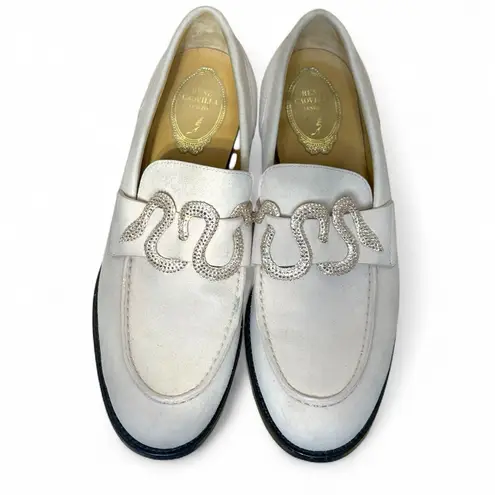 RENE CAOVILLA MORGANA CRYSTAL snake LOAFER suede pink 39 Size 8.5