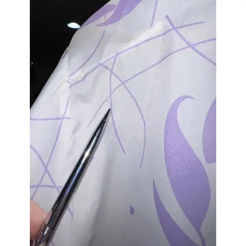 Square One 80s Vintage White Purple Abstract Button Up Top Made in USA size 38