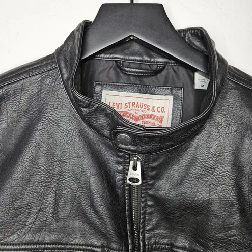 Levi's  Faux Leather Zip Up Jacket Medium in Black racer collar​