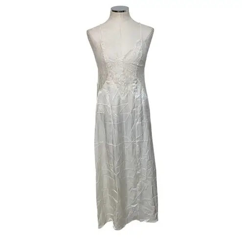 Gilligan & O'Malley Vintage Cream Satin Lace Sleeveless Maxi Slip Dress Small