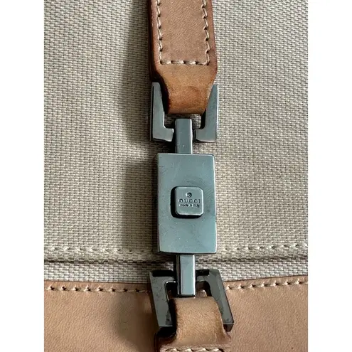 Gucci  Vintage Jackie Tan Leather Cloth Shoulder Bag