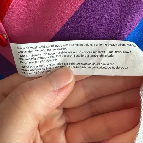 Eloquii Rainbow Striped Button Front Midi Skirt Curvy Plus Size 16