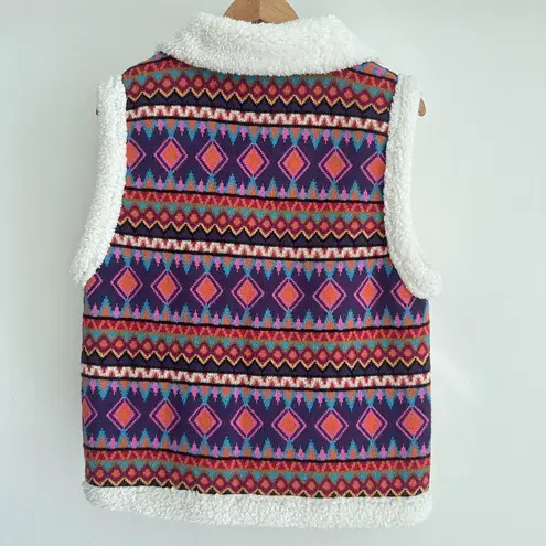 Johnny Was Vest Women Small Yuya Sherpa Alpaca Blend Aztec Boho Print Jacket NWT