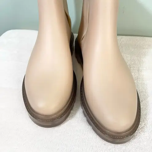 Melissa  Women's Cream Side Zip Vegan Rubber Booties Ankle Rain Boots Size 9