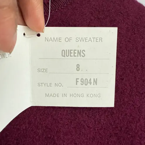 The Eagle's Eye Vintage Womens Boiled Wool Cardigan Sweater Burgundy Size 8 NWT Purple