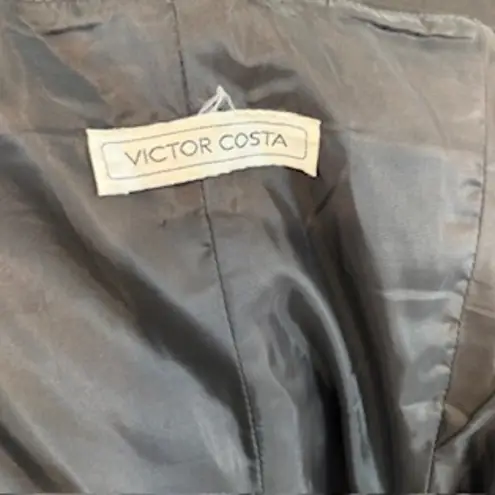 Victor Costa Prom Party Strapless Ruched Dress Bow Lace Black Cocktail Vintage