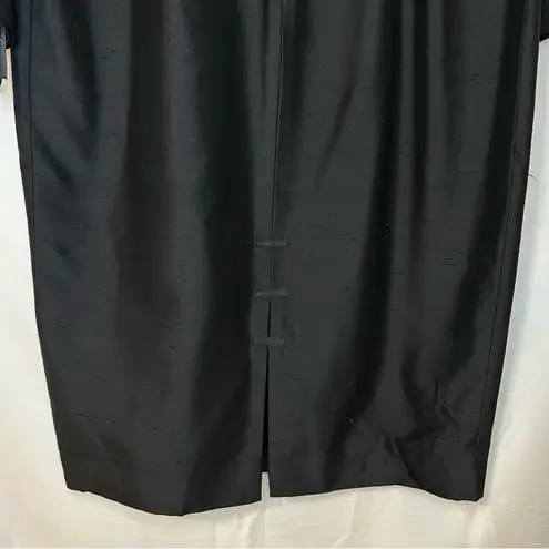 ZANG TOI Couture Black Dress Silk Floral Lace Sheer Sleeves Handmade Size M