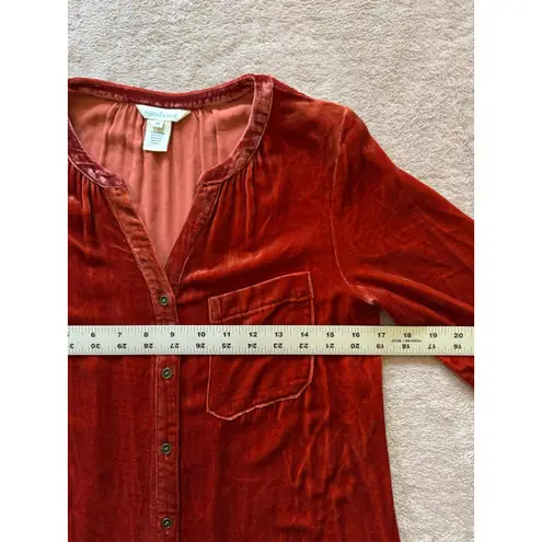 Sundance Top Womens Burnt Orange Velvet Boho Peasant Western Cowgirl Shirt Sz Xs