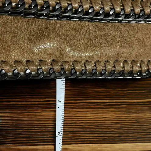 Custom Made Genuine Leather Mottled Tan Removable Gunmetal Chain Crossbody Bag