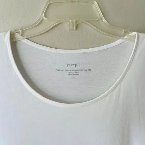 Pure Jill Sz S Oversized Scoop Neck Elliptical Tee Shirt Pullover Blouse Tunic White