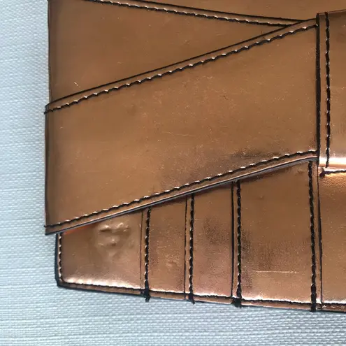 Z Spoke Zac Posen Metallic Shirley Bow Clutch Purse, Bronze Rose Gold, NWT Gold