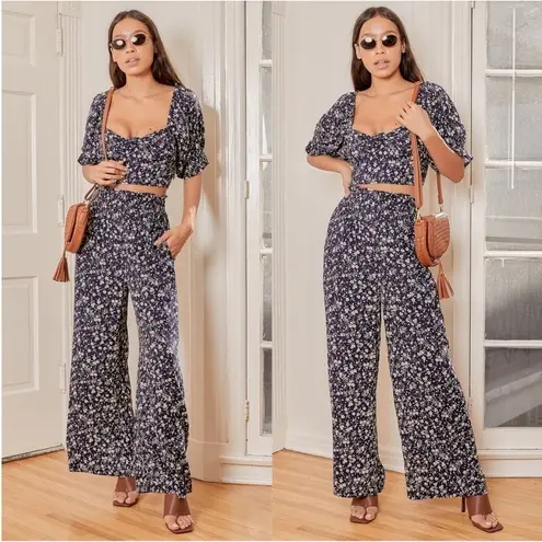 Lulus LULU’S Blossoming Style Navy Blue Floral Print Two Piece Set