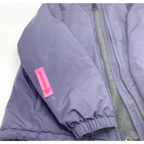 Lands' End Womens M Windbreaker Fleece Lined Jacket Full Zip Hooded Purple Size M