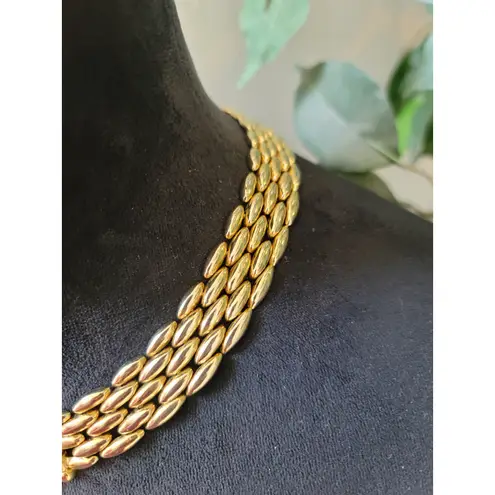 Women's Gold Plated Choker Necklaces With Round X Emblem And Fold Over Lock