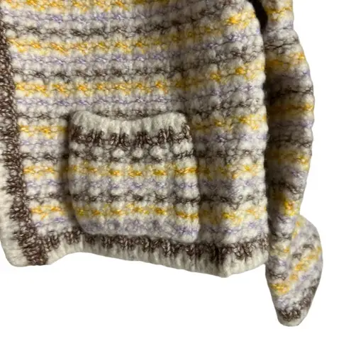 Ba&sh Bill Button Front Cropped Tweed Knit Wool Blend Cardigan Sweater Size XS