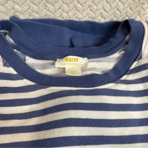 Maeve Anthropologie Long Sleeve Blue Striped Tunic Top Womens Size L