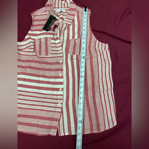 kim rogers Red and White Striped Button Down Shirt