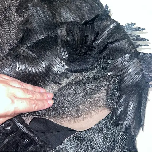 Rene Ruiz Evening Lace and Sequin MIDI Black Dress Size 4