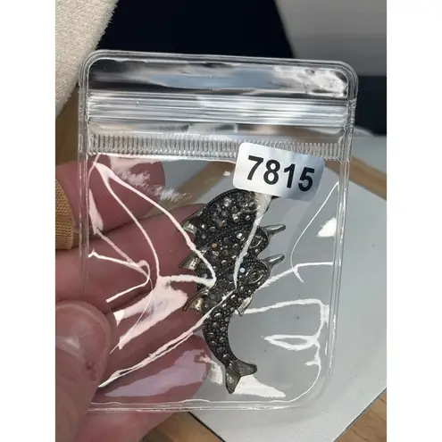 Vintage Triple Dolphin Brooch With Rhinestones Silver