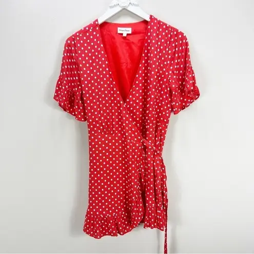 Privacy Please  Red Polkadot Wrap Dress Revolve Tie Size Small S