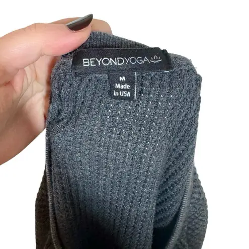 Beyond Yoga With The Band Pullover Waffle Thermal Sweatshirt in Washed Black