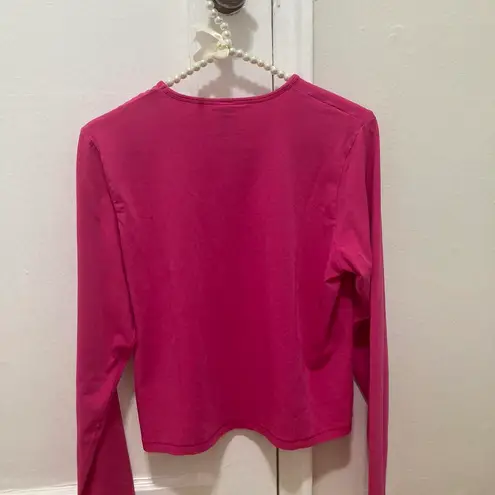 SKIMS NWT  Cropped Long Sleeve T-Shirt Top AP-LGS-1370 Raspberry Size 2X