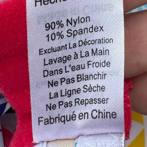 NWT Just Intimates triangle printed sweetheart bikini top with red straps / 36DD White Size undefined