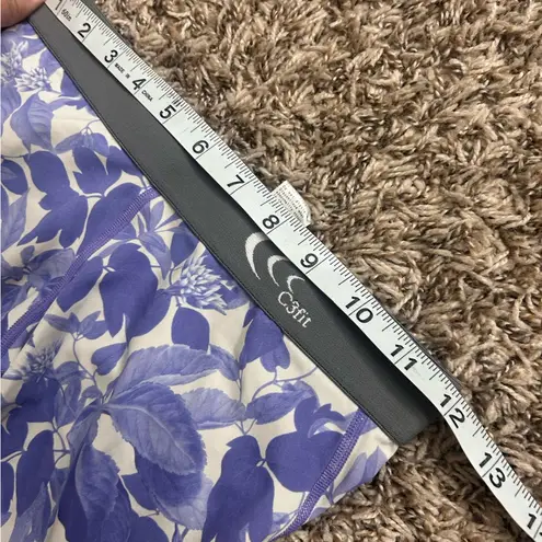 C3fit Compression Tights Sz L Purple White Floral Made In Japan Size L