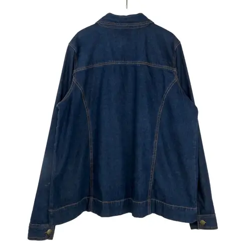 Denim & Co . 1990s Vintage Embellished Denim Jacket Jean Jacket Beaded Sequin XL
