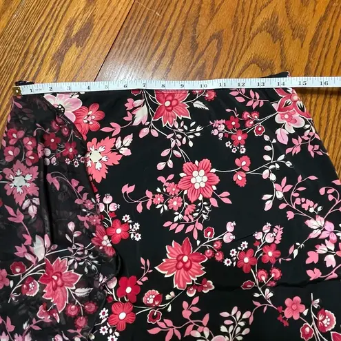 Vintage Y2K Floral Skirt Black Pink Red With Mesh