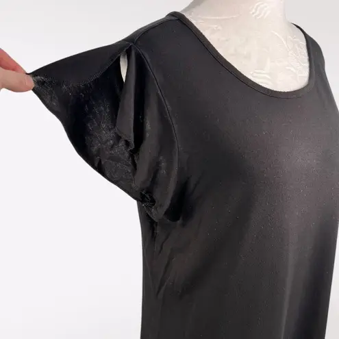 Tahari Black Short Flutter Sleeve T-Shirt Top Large