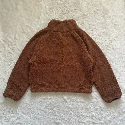 Daily Drills Jacket Cozy Quarter Zip Teddy Fleece Pullover Oak Brown Sz XS/S
