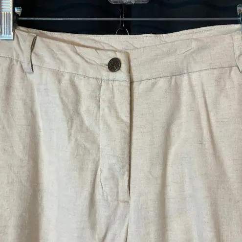 Cathy Daniels Linen Blend Beige Cream Capri High Rise Cropped Ankle Pants - Image 4