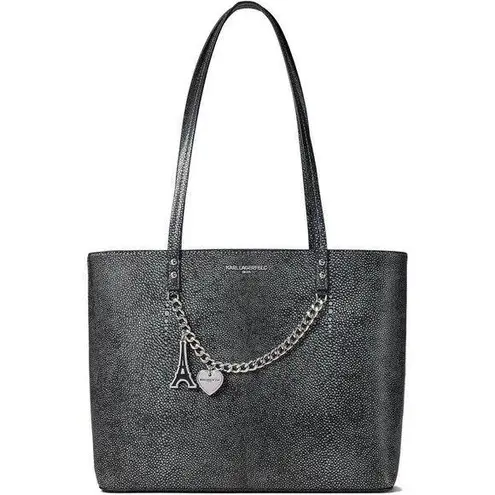 Karl Lagerfeld Maybelle Grey Faux Snakeskin Tote NWT $228 Retail