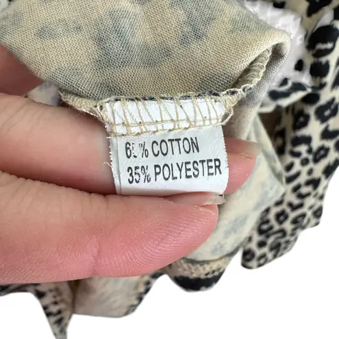 Blooming Jelly Tan Black Leopard Print Lightweight 3/4 Sleeve T-Shirt Size L